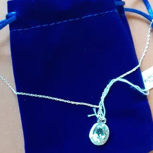 Sterling Faceted Oval Gemstone Pendant w/18" Chain
